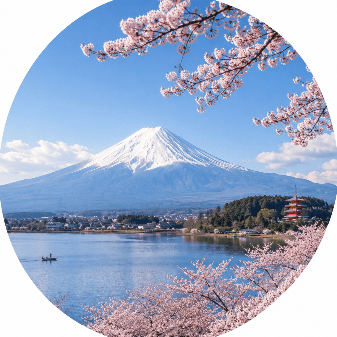 富士山と桜、港の風景